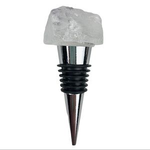 Clear Crystal stone wine topper wine bottle stopper silver rough cut